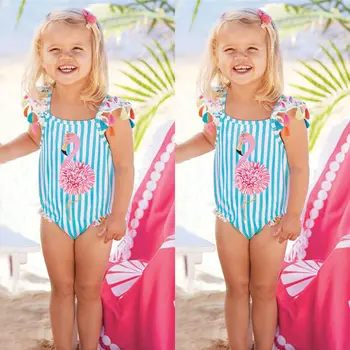 2019 Naujausias Stilius, Vaikų, Kūdikių, Mergaičių Flamingo Vasarą Karšto Pardavimo maudymosi kostiumėlį, maudymosi Kostiumėliai, Paplūdimio Kostiumas 6M-5Y