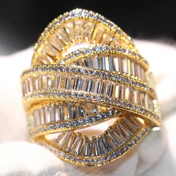 2019 Naują Atvykimo populiariausi Derliaus bižuterijos 925 Sidabro ir Aukso Užpildyti Visą Princesė 5A CZ Amžinybės Vestuvių Pločio Juosta Žiedas