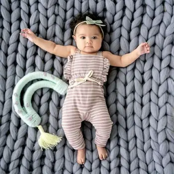 2019 m. Vasarą, Rudenį Bamblys Kūdikiui Baby Girl Kartus Backless Rankovių Pynimas Kelnės, kombinezonai su Antkrūtiniais Romper darbo drabužiai 1PC Komplektus Drabužių