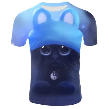 2020 3D budėti katė gyvūnų ponios atsitiktinis marškinėliai drabužių vyrų ponios trumparankoviai kvėpuojantis T-shirt vyrų ir moterų fitneso