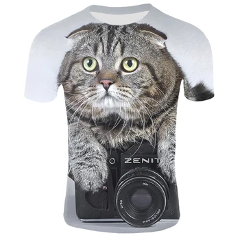 2020 3D budėti katė gyvūnų ponios atsitiktinis marškinėliai drabužių vyrų ponios trumparankoviai kvėpuojantis T-shirt vyrų ir moterų fitneso