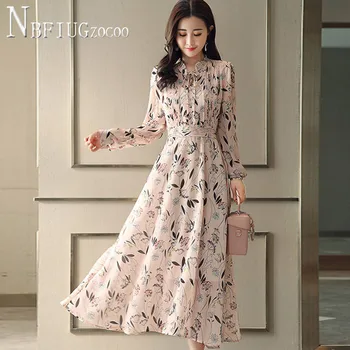 2020 M. Pavasarį Naujas Korėjiečių Temperamento Moteris Šifono Suknelė Gėlių Moterų Suknelės