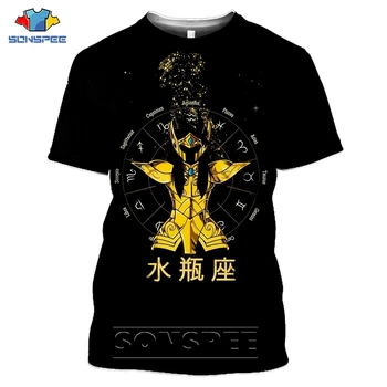 2020 Naujas Cool Logo T shirt Vyrai Moterys Anime Saint Seiya 3D Spausdinti marškinėliai trumpomis Rankovėmis Harajuku Stiliaus marškinėlius Streetwear Viršuje Tee