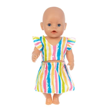 2020 Naujas Juostele suknelė Lėlės Drabužiai Tinka 18inch/43cm gimęs kūdikis Lėlės drabužiai atgimsta Lėlės Priedai