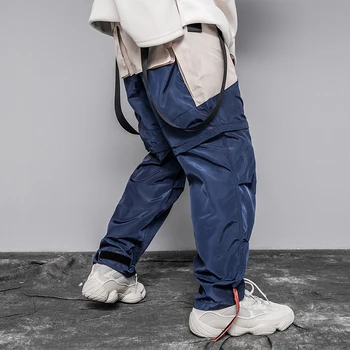 2020 Naujas Nuimamas Juostelės Multi Kišenės Krovinių Kelnės Vyrams Harajuku Atsitiktinis Kelio Kelnių Hip-Hop Streetwear Kelnes Poilsiu Vyrai