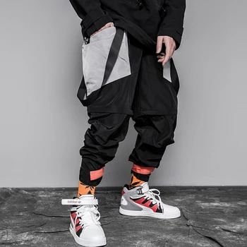 2020 Naujas Nuimamas Juostelės Multi Kišenės Krovinių Kelnės Vyrams Harajuku Atsitiktinis Kelio Kelnių Hip-Hop Streetwear Kelnes Poilsiu Vyrai