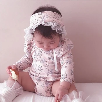 2020 Naujų Korėjos Stiliaus Kūdikių Mergaičių Gėlių Romper Rudenį Naujagimiui Mergaičių Drabužius Bamblys Baby Girl Jumpsuit Bendras