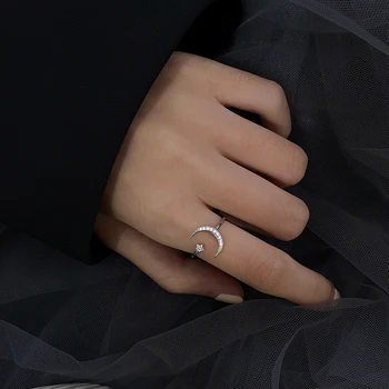 2020 New Star Mėnulio Formos Atidaryti žiedas Moteris Mados korėjos Papuošalai Prabanga Merginos Piršto Priedai Neįprastas Vestuvių Žiedai