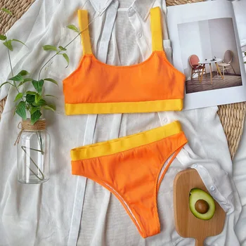 2020 Seksualių Moterų maudymosi kostiumėlį, maudymosi Kostiumėliai, Moterų Aukšto Juosmens Bikini Tvarstis Kratinys Brazilijos Bikini komplektas Biquini Maudymosi Kostiumas Moterims