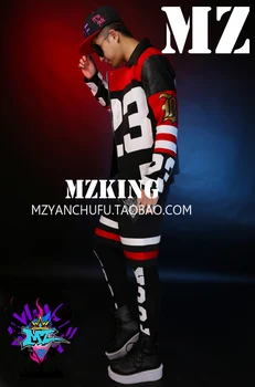 2020 Vyrų Naujas vyrų dainininkė vyrų DJ juodas Raudonas Skydas 23 PU striukė, kostiumas kostiumas Odos striukė, Kelnės Švarkas Komplektas (Švarkas+Kelnės)