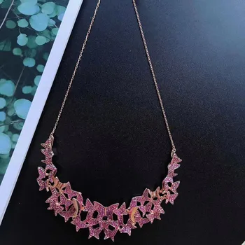 2020 bižuterijos aukštos kokybės SWA, nuolydis rožinė trimatis drugelio formos crystal rose aukso karoliai moterų dovana