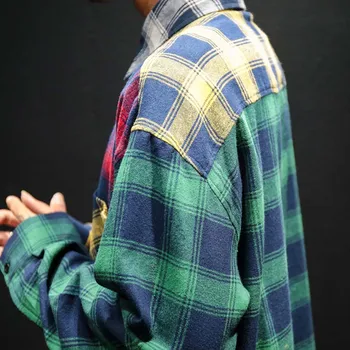 2020 m. Derliaus Pledas Colorblock Marškinėliai Vyrų Mados ilgomis Rankovėmis Kratinys Languotas Marškinėliai Vyrams Hip-Hop Atsitiktinis Miesto Drabužių