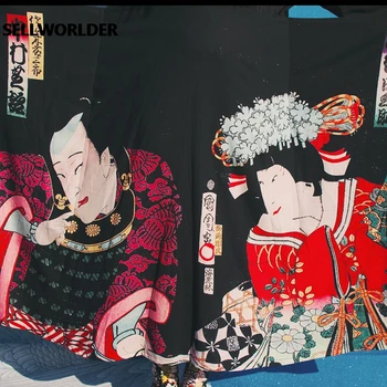 2020 m. Moteris Japonų Kimono Stiliaus Mylėtojas Spausdinti Elastinga juosmens ilgomis rankovėmis Suknelė