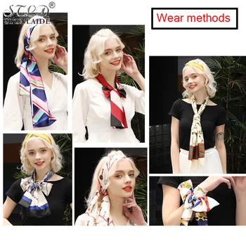 2020 m. NAUJA Japonų Šalikas Siauras Ilgas Imitacija Moterų šilko šalikai, šaliai, kaklaskarės Plaukų Kaspinas Sąlygotosios šalikas Dvigubo spausdinimo Moterų Reikalas Šalikas