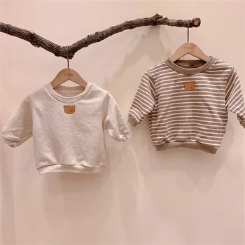 2020 m. nauja baby dryžuotos Palaidinės rudenį medvilnės prarasti long sleeve top berniukų ir mergaičių drabužius Korėja