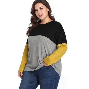2020 m. rudenį moterų Plius Dydis-ilgomis rankovėmis Viršų mados Ponios Atsitiktinis marškinėliai