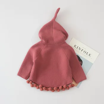 2020 m. rudenį naujų mados kūdikis Bamblys merginos 12M-5T Apsiaustu džemperis vaikams mielas Gobtuvu Megzti Megztinis drabužiai vaikams