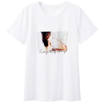 2020 metų Vasaros Naujus Marškinėlius Moterims Medvilnės Atspausdinti O-Kaklo marškinėliai Šortai Rankovėmis Marškinėlius Mados Viršuje, Trišakiai Moteris