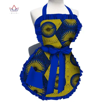 2020 naują atvykimo mados afrikos moterų virtuvės prijuostės tradicinių afrikos spausdinti lady purfle apdailos prijuostė wy4215