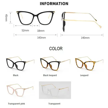 2021 Cat Eye Akiniai, Rėmeliai Moterų Prekės ženklo Dizainas Skaidrus Objektyvas Trumparegystė Cateye akinių Rėmeliai moterų Aišku, akiniai, Akinių Rėmeliai