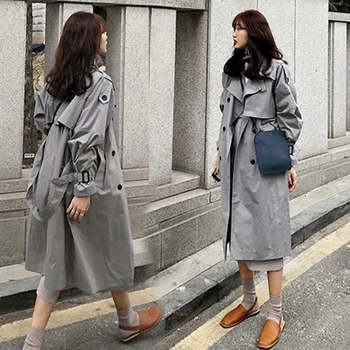 2021 Mados prekės ženklo Moterys ilgos tranšėjos paltai ir striukės didelio dydžio lietpaltis švarkelis manteau femme