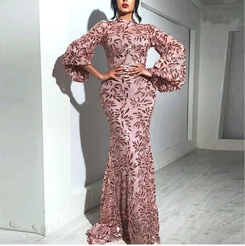 2021 Moterų Šalis Suknelė Elegantiškas, Seksualus Žiedlapis Spausdinti Big Swing Tipo Apvalkalą Blyksnius Ilgomis Rankovėmis Imperijos Vasarą Naujas Maxi Suknelės