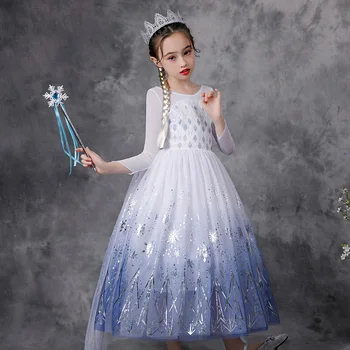 2021 Nauja Balta Princesės Kostiumu Mergina Elsa Fancy Dress Karnavalas, Gimtadienis Suknelė Vaikams Išgalvotas Frock Vaikai Atostogų Drabužiai