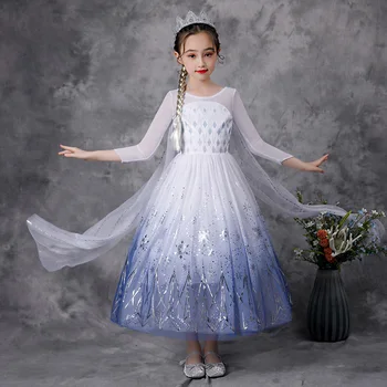 2021 Nauja Balta Princesės Kostiumu Mergina Elsa Fancy Dress Karnavalas, Gimtadienis Suknelė Vaikams Išgalvotas Frock Vaikai Atostogų Drabužiai