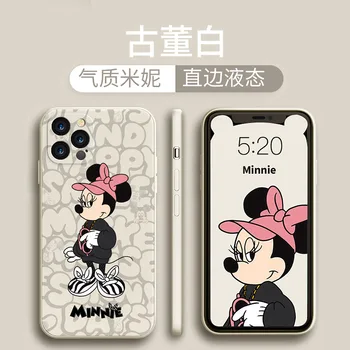 2021 Naujas Disney Animacinių filmų Mickey Minnie Atveju IPhone XR XS 12 PRO MAX Huawei P40 Mate 20 30 Straight Edge Skysčio Telefonas Atvejų