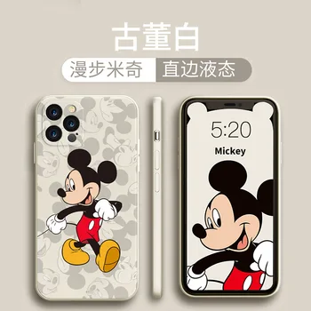2021 Naujas Disney Animacinių filmų Mickey Minnie Atveju IPhone XR XS 12 PRO MAX Huawei P40 Mate 20 30 Straight Edge Skysčio Telefonas Atvejų