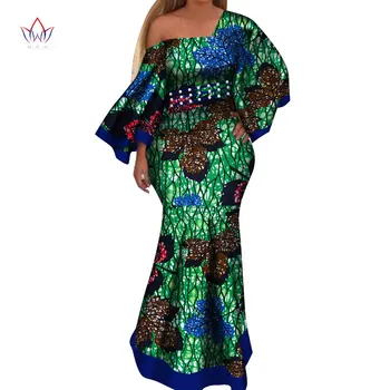 2021 Naują afrikos, suknelės moterims heidi bazin riche stiliaus femme afrikos drabužius, grakščia panele spausdinti vaškas plius dydis šalis suknelė WY4044
