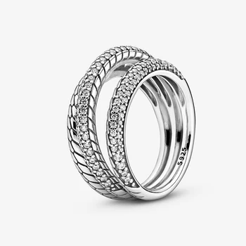 2021 Naujų Rudens 925 Sterlingas Sidabro Žiedas Nutiesti Gyvatė Grandinės Modelis Žiedas, Karūna Žiedai Lady Sužadėtuvių Metines Papuošalai
