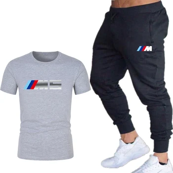 2021 Vyrų Rinkiniai T Marškinėliai+kelnės Dviejų dalių Rinkiniai, Laisvalaikio Tracksuit Vyrų/Moterų BMW tiktų spausdinti Viršūnes+Kelnės Fitneso kelnės