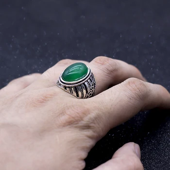 20pcs/daug vintage žalia natūralaus akmens žiedai vyrams ir moterims 2018 naujas mados pigūs papuošalai