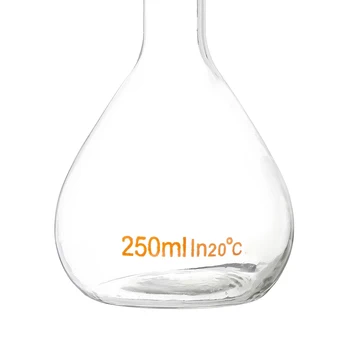 250ml Skaidri Kolba stiklas skaidrus Stiklas Matavimo Kolbą su Kamščiu Laboratoriją Chemijos stikliniai Indai, Mokyklos, Mokymo Laboratorijos Reikmenys