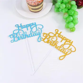 25pcs Happy Birthday Cake Toppers Blizgantis Tortas Susitvarko Cupcake Dekoro Partijos (Aukso, Sidabro, Mėlyna, Rožinė, Juoda, 5 kiekvieno)