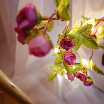 2M LED Dirbtinio Šilko Rožė Gėlių Vynuogių Šviesos Eilutę 