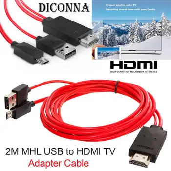 2M MHL, USB į HDMI TV Adapterio Kabelis, Mikro USB į HDMI 1080P HD TV Kabelis, Adapteris, skirtas 