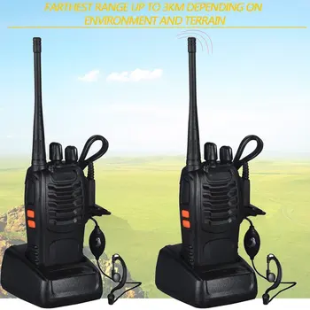 2VNT Baofeng BF-888S UHF 400-470 MHz, 2-Way Radijo twee 16CH Walkie Talkie per Mic FM siųstuvas-imtuvas DC Maitinimo