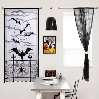 2vnt Haunted House Užuolaidų Gotikos Juoda Nėrinių voratinklyje Gpgb Užuolaidos Helovinas Apdailos Rekvizitai Namų Langą Šalies Prekių