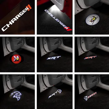 2vnt LED Automobilio Logotipas Durų Sveiki Lempa Dodge Challenger 2008-2019 SRT 3D Lazerių Projekcijos Dvasios Šviesa Priedai