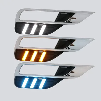 2vnt LED DRL Automobilio šviesos važiavimui dieną Honda CRV CR-V 2016 Bamperis Priekinis Rūko žibintas Posūkio Signalo geltona