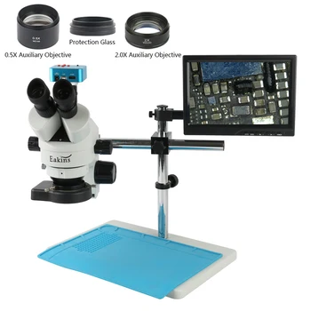 3.5 X-90X Pramonės Stereo Trinokulinis Mikroskopu 38MP 2K HDMI Video Mikroskopas+2.0 X 0,5 X Tikslas Objektyvas, Skirtas PCB Litavimas, Remontas