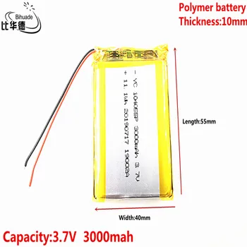 3.7 V 3000mAh 104055 Polimero Li-Po ličio jonų Baterija ląstelių Mp3 MP4 MP5 GPS mobiliojo ryšio 