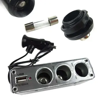 3 Būdas Multi Lizdas Automobilio Cigarečių Degiklio Splitter Įkroviklio USB Kištukas DC 12V/24V Triple Adapteris Su 3 jungtys