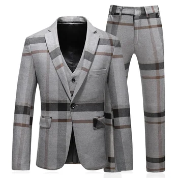 3 gabalus terno masculino slim fit geros kokybės mados dryžuotas mens kostiumai, dizainerių 2020 plus size 5xl