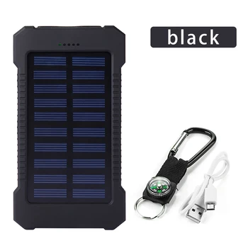 30000mAh Saulės Energijos Banko Saulės Skydelis Powerbank Vandeniui USB Baterijos Įkrovimas LED Išorės Kroviklis, Skirtas 