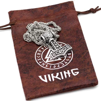 316L Nerūdijančio Plieno, Skandinavų Vikingų THOR ' S HAMMER Veido amuletas MJOLNIR Karoliai PAKABUKAS