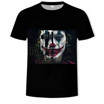 3D Atspausdintas Marškinėliai Vyrams Joker Veido Atsitiktinis O-kaklo Vyrų marškinėlius Klounas Trumpas Rankovės Juokinga Mens T-Shirts 2019 m. vasarą Streetwear 6XL