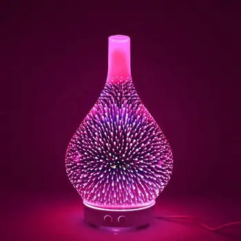 3D Fejerverkų Stiklo Vaza Formos Oro Drėkintuvas su 7 Spalvų Led Nakties Šviesos Aromato eterinis Aliejus Difuzoriaus Rūkas Maker Ultragarso Hu